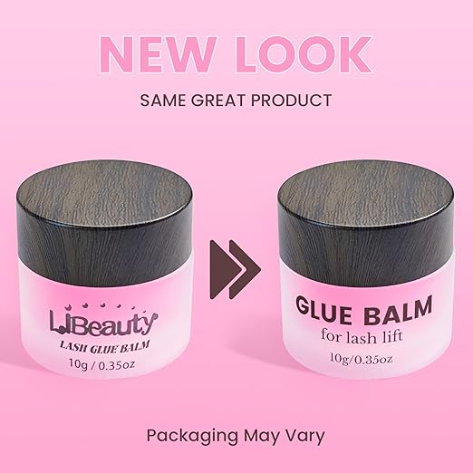 Libeauty Salon Choice Lash Lift Glue Balm, Super Sticky for Brow Lamination and Eyelash Perm, Gentle Fragrance, Water Soluble, Brush Included, Pink Peach