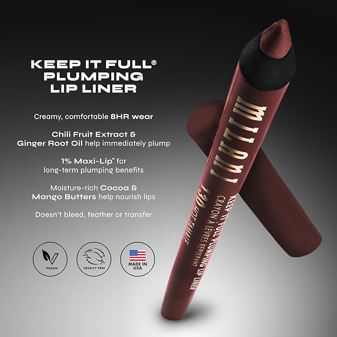 Milani Keep It Full Plumping Lip Liner - Long-Lasting Creamy Pencil for Visibly Fuller Lips - 8-Hour Wear with Chili Extract & Maxi-Lip - Vegan & Cruelty-Free, Made in USA, Over The Top