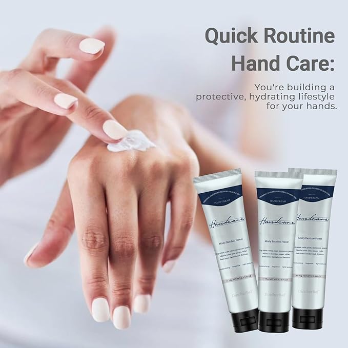DincherBel 3 Pack Summer Fragrance Hand Cream – Misty Bamboo Forest, Deeply Moisturizes Dry Cracked Hands, Non-Greasy & Fast-Absorbing Portable 3x2.33oz Gift Set
