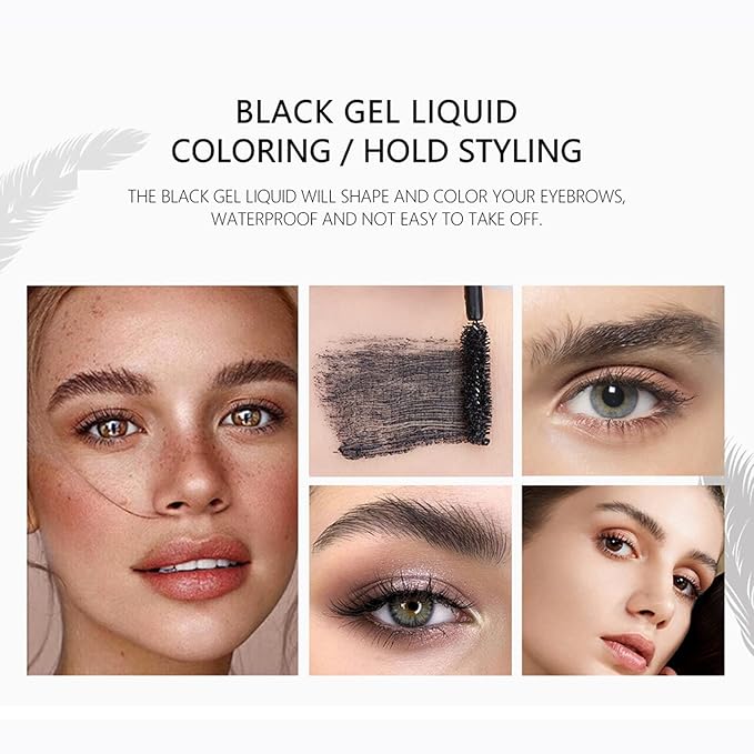 DAGEDA Clear Eyebrow Setting Gel, Clear and Black Brow Fix Gel, Waterproof And Sweat-Proof Eyebrow Repair Liquid Brows Styling Beauty Salon Home Use Makeup, 1.81oz