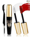 Red White Waterproof Mascara for Eyelash, 5D Silk Fiber Lashes Extension Colored Tube Mascara with Eyelash Brush, Long Lasting Smudge-proof Volumizing Lengthening, Eye Makeup Party Gift for Women