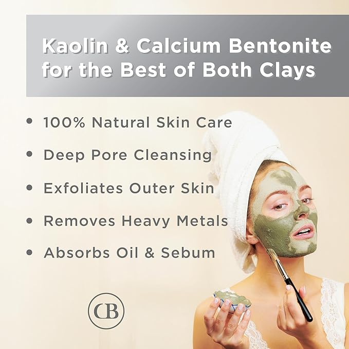 California Biology Clay Mask - 6 Count Deep Pore Treatment, Kaolin & Calcium Bentonite Clay | Bentonite Clay Detox & Pore Mask, Natural Detox Clays Facial Treatment for Oily & Sensitive Skin Routine