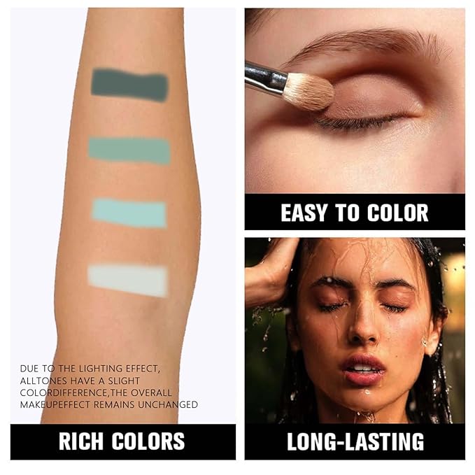 K'APEINE Eyeshadow Palette,Light Green Eye Shadow Matte Glitter Makeup Palette 4 Colors Sage & Olive Eye Makeup Shades Mini High Pigmented Long-lasting for Woman Girls Party,Music Festival, Stage