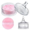 Large Body Powder Puff and Container, 3.54 Inch Women Powder Puff with Crystal Case for Dusting Powder, Pink