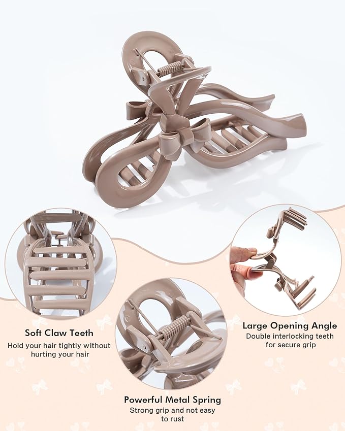 4 PCS Bow Hair Clips for Women Bow Claw Clip 5" Extra Large Hair Claw Clips for Thick and Long Hair Cute Bows Big Clip Mother’s Day Gift for Mom