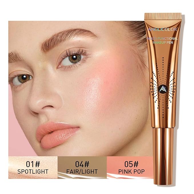 Anglicolor 3PC Liquid Contour Blush Highlighter Beauty Wand Set - Smooth & Lightweight Contour Stick for Liquid Contour, Blush, Highlighter Application, Vegan & Cruelty-Free (01+04+05)