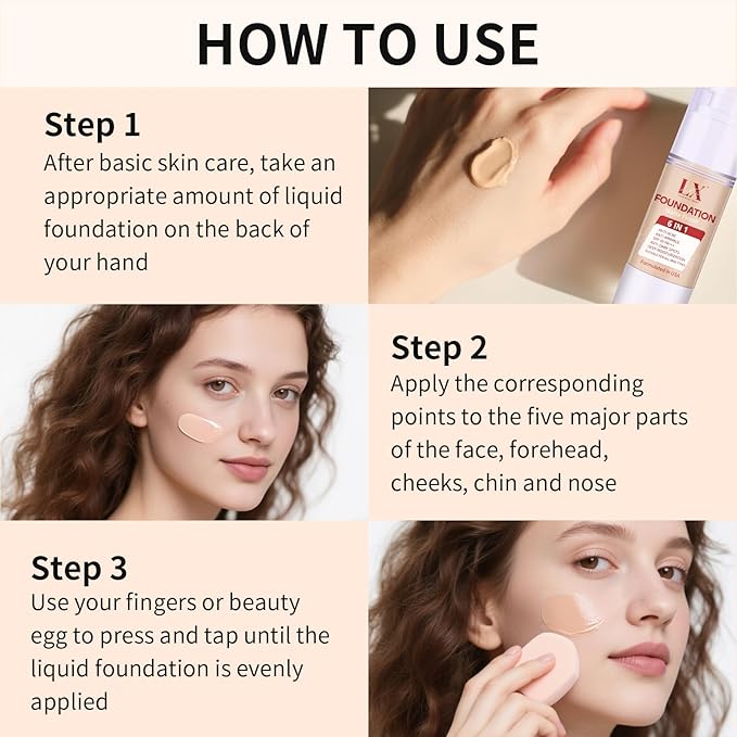 6-in-1 Makeup Foundation Infused with 1% Hyaluronic Acid- Matte + Poreless Liquid Foundation For A Glowing & Soft-Focus Look, Suitable for All Skin Types #106