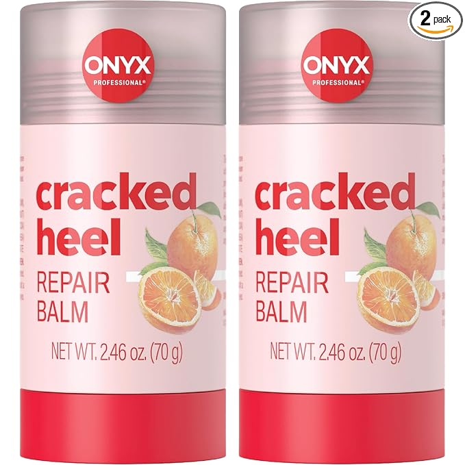 Onyx Professional Cracked Heel Repair Balm Stick for Dry Cracked Feet Treatment, Orange Scent, 2 pack - Moisturizing Foot Balm, Rolls On, Cracked Heel Treatment