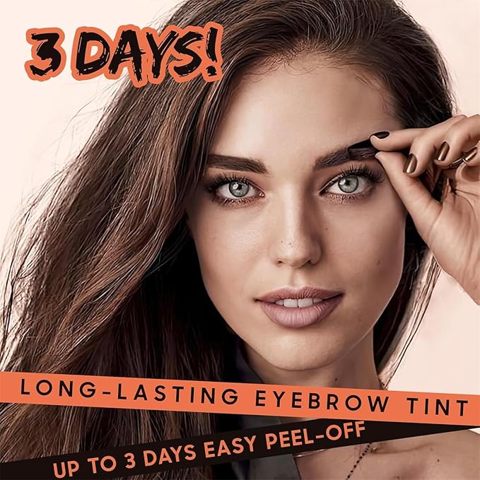 Eyebrow Gel - Peel Off Brow Gel Waterproof with Eyebrow Stencils, Transfer-Proof Eyebrow Tattoo for Girl Create Fuller & Defined Brows Makeup, No Smudge and Easy to Color, 1 Pack (Light Brown)