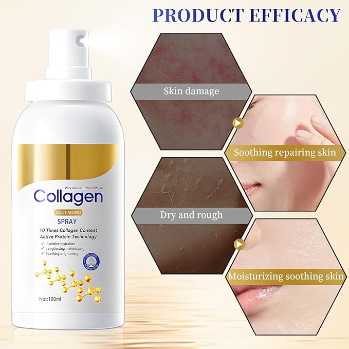 2pcs Collagen Spray, Collagen Body and Face Serum Lotion, Plumping and Care Set for Body and Face, Suitable for All Skin Types