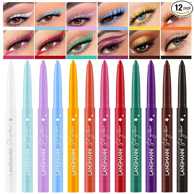 12 Colors Eyeliner Set - Matte Colored Gel Eyeliner Pencils, Waterproof, Smudge-Proof, Long-Lasting Gel Pencils - Natural Eye Liner for Older Women, lapiz de ojos delineador de ojos contra el agua
