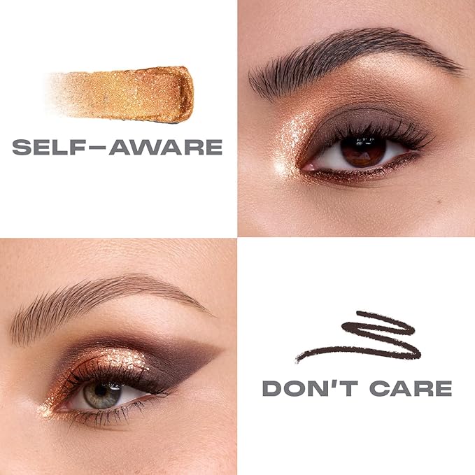 Morphe Mixed Signals Dual-Ended Eyeshadow Stick - Cream Eyeshadow Pigment & Chrome Liquid Flakes for Bold, Layered Eye Makeup Looks - Self Ware/Don't Care (0.028 oz)