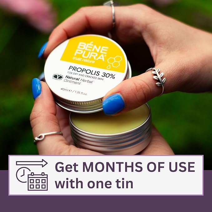 BenePura Propolis Ointment - Natural Anti Itch Cream with 30% Propolis - Itch Relief for Humans, Rash Cream - Multipurpose Moisturizing Propolis Cream for Dry Skin and Cracked Heel Repair - 1.35fl. Oz