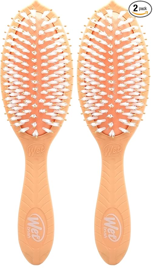 Wet Brush Go Green Coconut Oil Infused Detangling Hair Brush - Pain-Free Ultra-Soft Detangler Bristles Glide Through Tangles with Ease - Protects Against Split Ends (Pack of 2)
