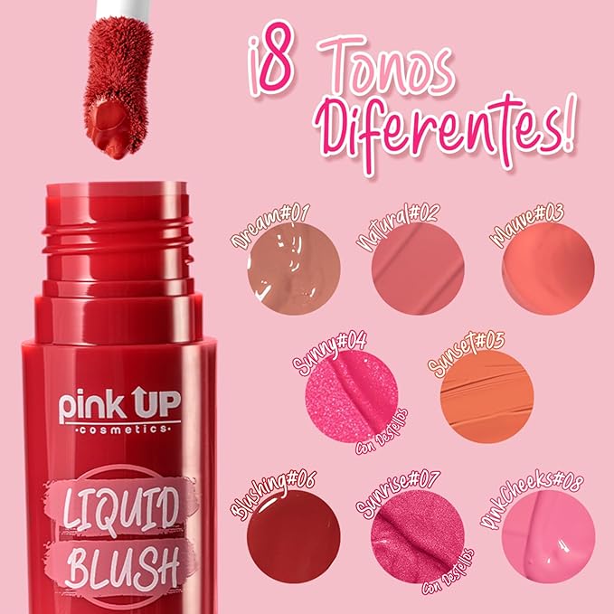 PINK UP | Liquid Blush | Long-Lasting Liquid Blush | Non-Greasy | Highly Pigmented | Suitable for All Skin Types | Matte Colors | Subtle Shimmer Highlights | Shade: Dream | 6ml | Model PKLB01