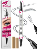 iMethod Curved Eyebrow Pen - 2-in-1 Dual-Ended Microblading Eyebrow Pencil with Curved Tip and Precise Brush-Tip, Lasts All-Day, Grey