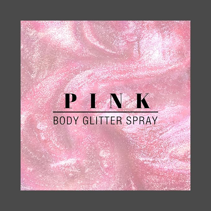 HOSAILY Body Glitter Spray - Pink Body Shimmer for Face, Hair & Body, Moisturizing Luminizer Glow Illuminator, Quick-Drying Sparkling Glitter Spray Liquid Highlighter Makeup (#07)