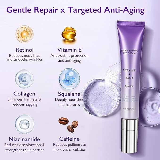 Advanced Triple-Action Eye Cream with Niacinamide, Retinol & Caffeine - Reduces Dark Circles, Puffiness & Fine Lines, Firms Delicate Eye Area, Anti-Aging Treatment for Brighter, Youthful-Looking Eyes
