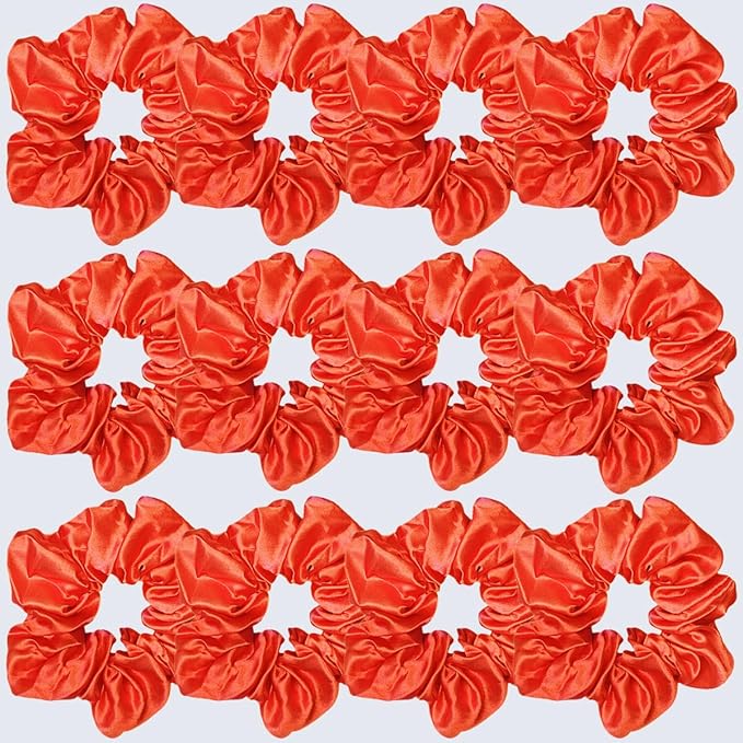 Sufermoe 12 Pcs Satin Silk Hair Scrunchies, Orange (4.5 Inch) Soft Hair Ties for Women and Girls, Hair Accessories for Different Hairstyles and Occasions