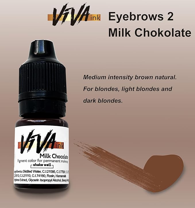 Eyebrow Permanent Makeup Ink Milk Chocolate Long Lasting Permanent Pigment for Microblading Saturated and Natural Colored Ink for Eyebrow Tattoo (0.2 oz)