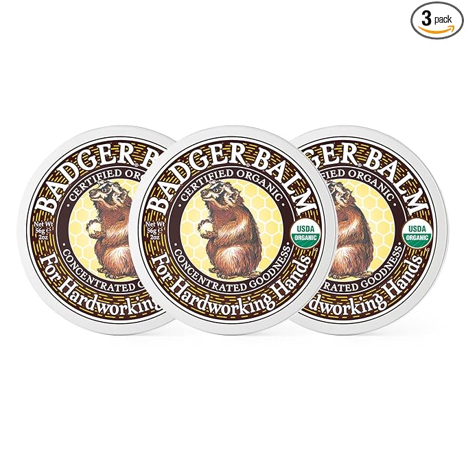 Badger - Hardworking Hands Healing Balm, Aloe Vera & Wintergreen, Working Hand Balm, for Dry Hands, Hand Moisturizer, Certified Organic, 2 oz (3 Pack)