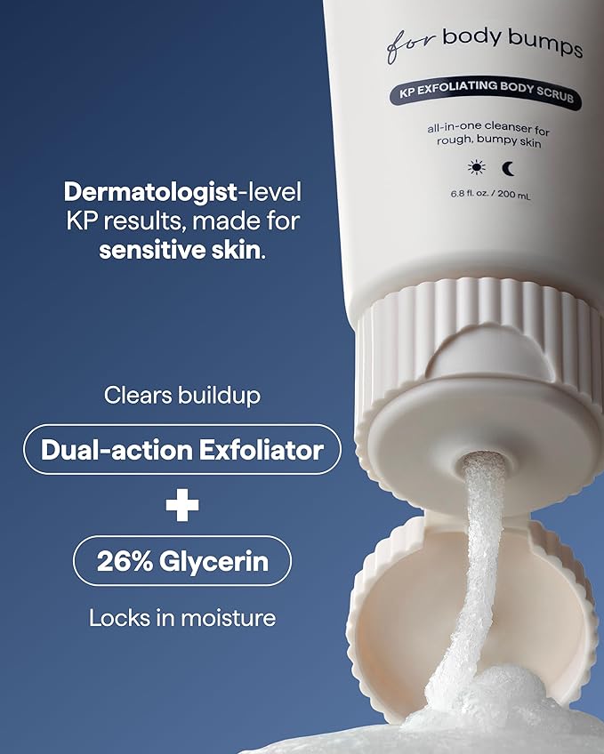 Remedy KP Exfoliating Body Scrub | Keratosis Pilaris and Chicken Skin Treatment with Fine Sugar, Glycolic Acid, Lactic Acid and Squalane | Exfoliating Scrub | By Dermatologist Dr. Shah, 6.8 fl oz