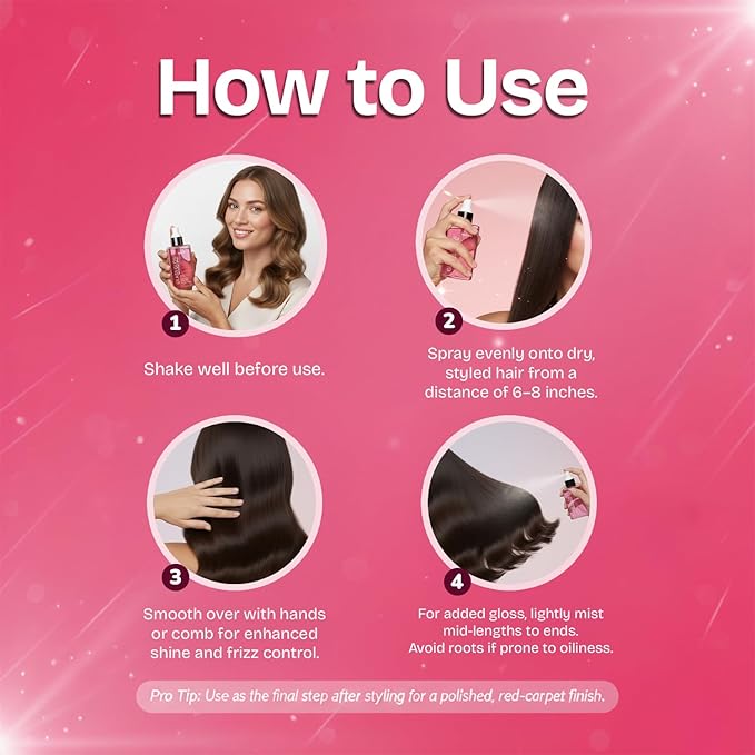 Herbishh Glass Glow Hair Coat Spray(6.76 fl oz)Anti Humidity & Heat Protectant Shine Coat for Frizz Control & Glossy Finish, Lightweight Texture Finishing Mist, Salon Quality Styling Spray Women & Men