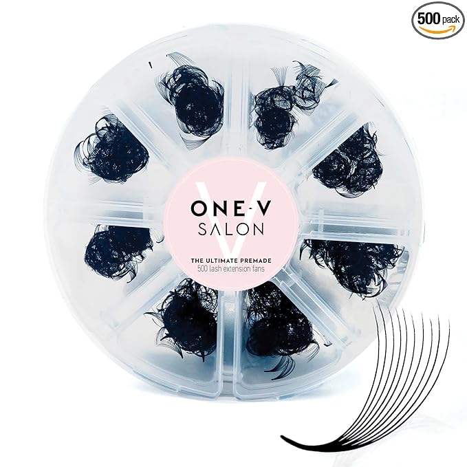 One V Salon, 500 Loose Professional Use Premade Fans Eyelash Extensions, C Curl Volume Lashes, 14D 20D 10D-0.07 Thickness, 9-16mm Fluffy Handmade Fan Mixed Tray