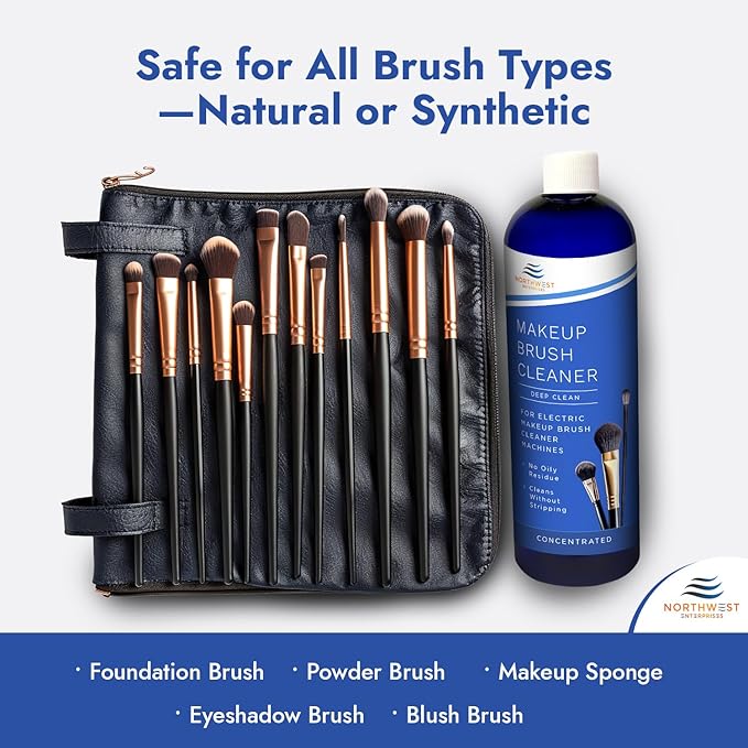 NORTHWEST ENTERPRISES Makeup Brush Cleaner Solution for Electric Makeup Brush Cleaner Machines - Professional Grade (8 ounces)