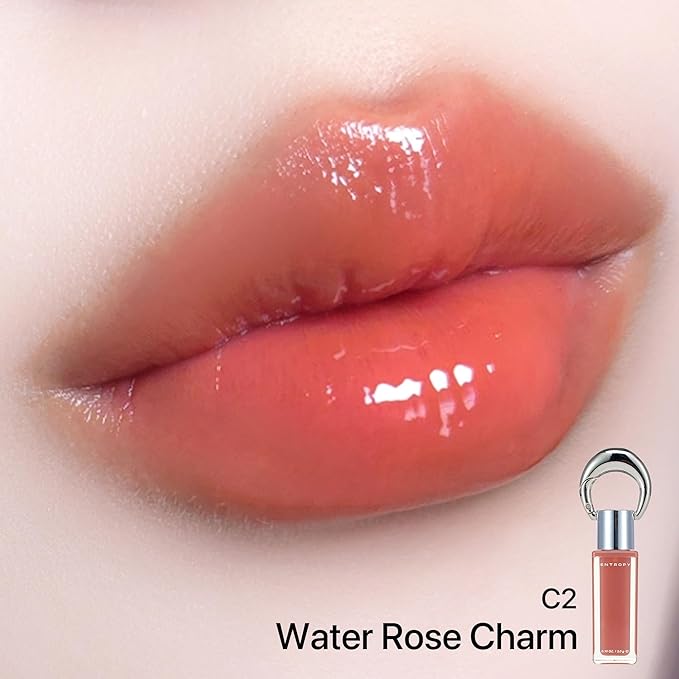 ENTROPY Makeup Glossy Lip Tint – Juicy Glow Line/Non-Sticky Hydrating Lip Gloss Tint, High Shine Finish, Buildable Sheer Color, Lip & Cheek Makeup - Water Rose Charm (Neutral Rosy Pink) | glossy lip tint, Non-sticky lip tint, Juicy glow lip gloss