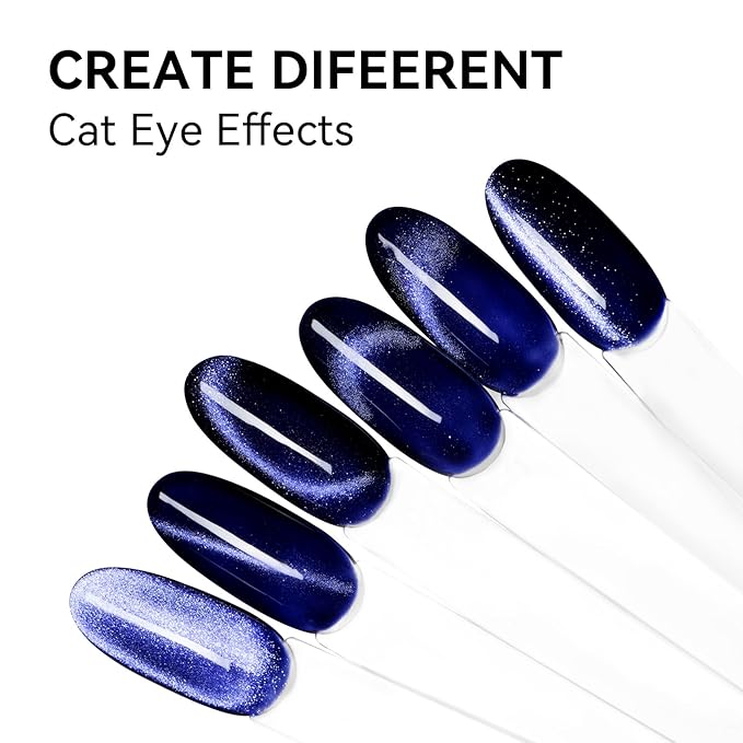 MAYCHAO 15ML Astral Cat Eye Gel Nail Polish 1Pc Deep Blue Glitter Cat Eye Gel Polish Soak off Holographic Magnetic Nail Polish for Nail Art Manicure Salon DIY at Home, 0.5 OZ