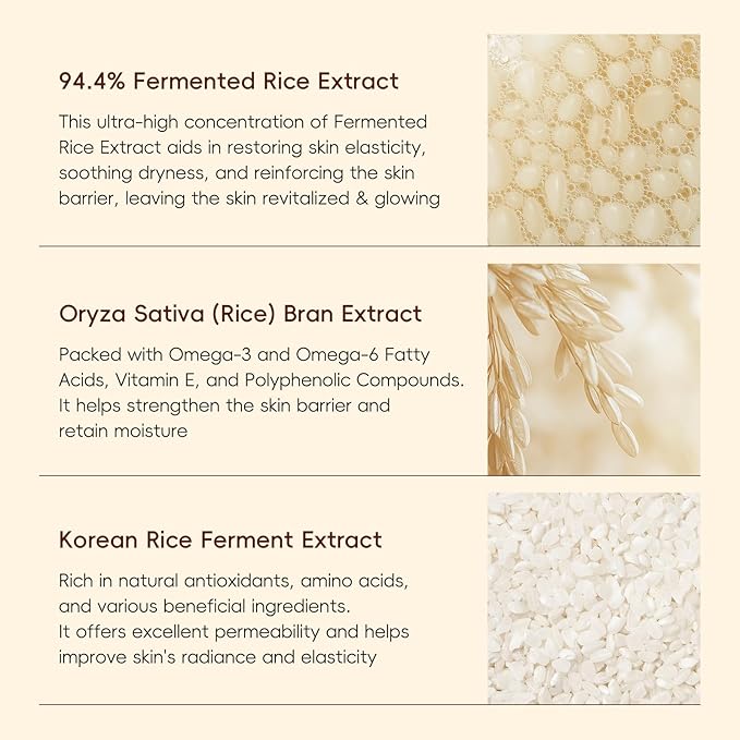 Rice Toner, Natural Rice Essence, Rice Water Deep Hydration, Non-Greasy, Soothing & Moisturizing Facial Toner, Korean Skin Care Toner Suitable for All Skin Types 100ml (3.38fl.oz.)