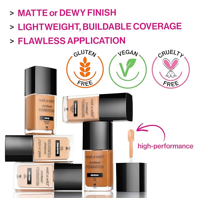 wet n wild Photo Focus Dewy Liquid Foundation Makeup, Caramel (Pack of 2)