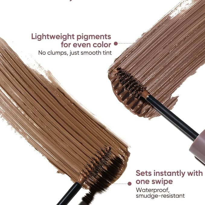 JUDYDOLL 2 IN 1 Eyebrow Mascara,Waterproof Eyebrow Makeup for Natural Feathered Brows，Smooth Clump-Free Formula, Natural, Long-Lasting, for Beginners (01 Natural Brown)