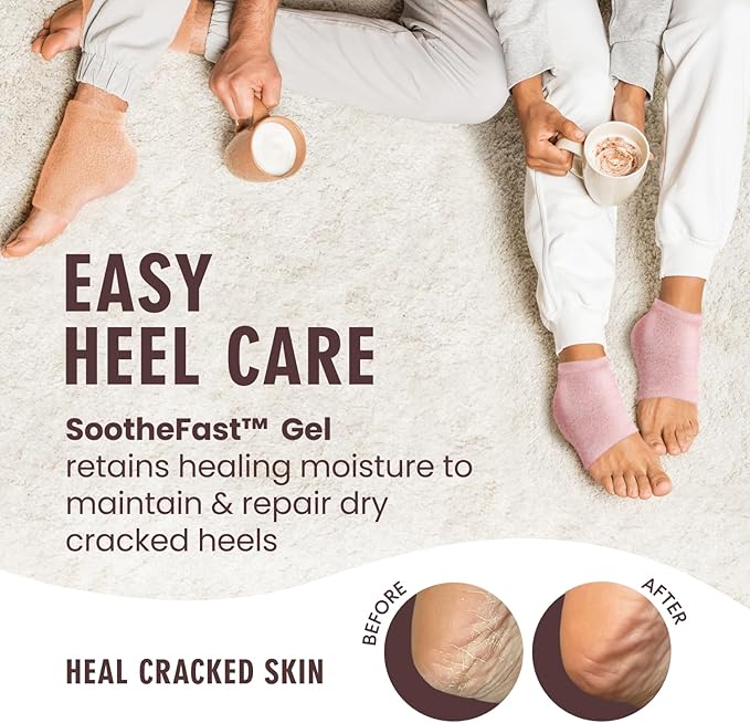Dr. Frederick’s Original Moisturizing Fuzzy Heel Socks - Cozy Gel-Lined Socks for Dry Cracked Heels - 2 Pairs - Overnight Foot Care with Olive Oil, Vitamin E - Gifts for Women & Men - Peach Fuzz