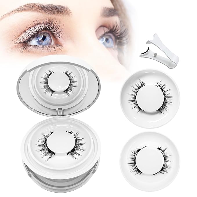 Meylora Magnetic Eyelashes with Applicator Natural Look, Reusable Eyelashes Magnetic Lashes, No Glue Needed Wispy False Lashes Kit Easy to Wear and Remove (Camellia+Iris)