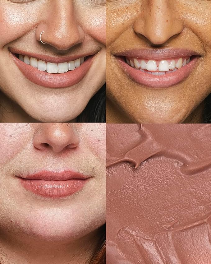 Cheekbone Sustain Lipstick, Taupe Neutral, Creamy Satin Lip Color with Buildable Pigment, Long-Wear, Moisturizing Formula with Organic Castor Oil, Eco-Conscious, Vegan, 0.14 oz.
