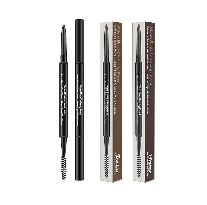 Sistar Micro Brow Defining Pencil Stylist Waterproof Eyebrow Pencil, Ultra Fine Double Ended Fill and Shape (Dark Chocolate)