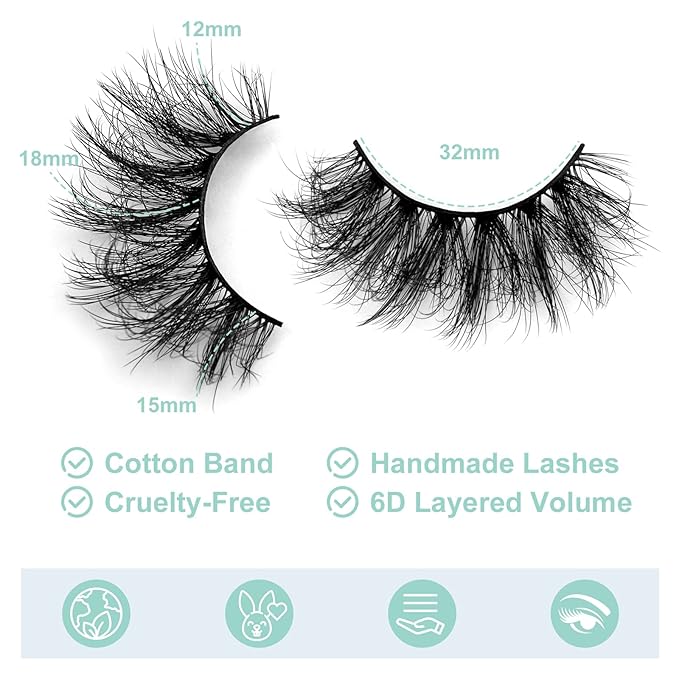 DYSILK Fluffy Lashes False Eyelashes - Mink Lashes 10 Pairs 6D Faux Lashes Pack Mink Eyelashes Reusable Wispy Fluffy Cat Eye Lashes Natural Look Fake Eyelashes Soft Extension | 18mm