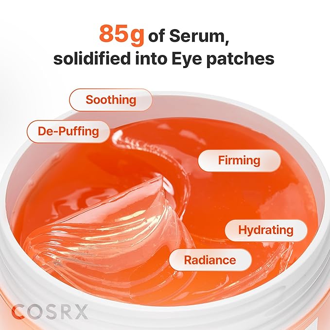 COSRX 5-PDRN Complex Collagen Gel Eye Patches for the look of Dark Circles and Uneven tone, Radiance Care for Tired Under-Eyes with Salmon DNA & Vitamin C, Korean Skincare, Mothers day gift for Mom