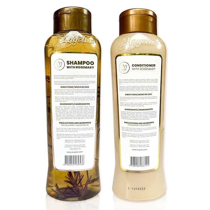 ANYELUZ Rosemary Shampoo and Conditioner Set - With Hyaluronic Acid and Natural Extracts, Strengthens and Hydrates Hair for Shine and Vitality - ¡Tu Cabello Fuerte!
