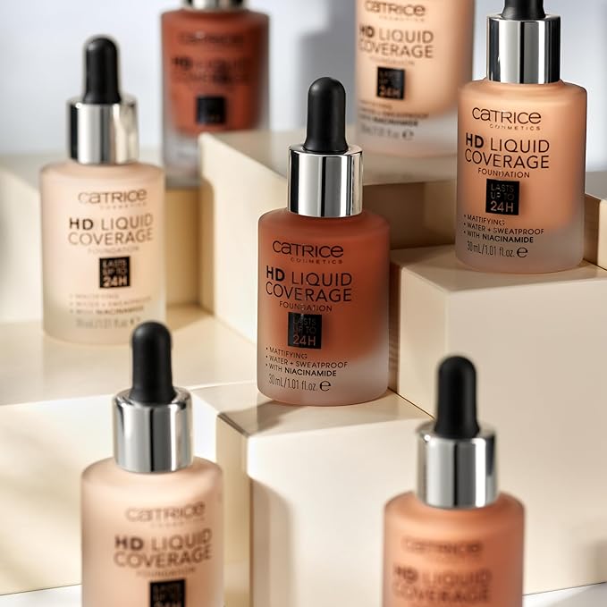 Catrice | HD Liquid Coverage Foundation | 24H Wear, Matte Finish, High Coverage, Waterproof Formula with Niacinamide | Vegan & Cruelty Free (066 | Warm Toffee)
