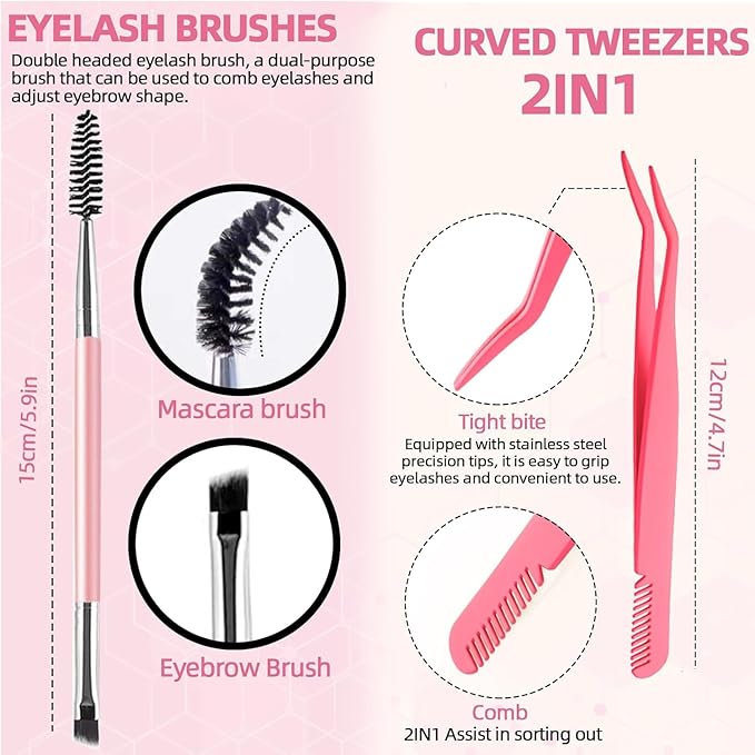 QUKLOGEN DIY Wispy Lash Extension Kit 570Pcs D Curl 6 styles Individual Lash Clusters Eyelash Extension with Lash Bond and Seal,Quick Glue Remover Tweezers Eyelash Brush Mini Applicator