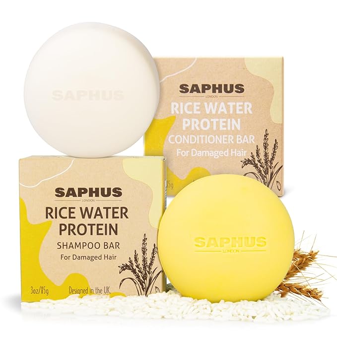 Rice Water Shampoo Bar & Argan Conditioner Bar Set – Strengthening & Nourishing Hair Care Duo for Fine or Weak Hair – Solid Shampoo and Conditioner Bars for Growth, Shine & Scalp Balance