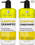 Clarifying Shampoo and Conditioner Set - Sulfate Free Hair Care Products for Women and Men - Build Up Remover for Curly, Straight, Color Treated, Oily and Black Hair - Hydrating Dry Split Ends Formula