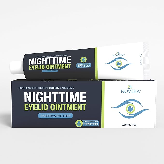 NOVEHA NIGHTTIME Eyelid Ointment Night Gel For Dry Eye Relief | Long Lasting Moisturizer Preservative Free | Moisturizing Cream for Night, External Use Only | 0.35 Oz / 10 gr