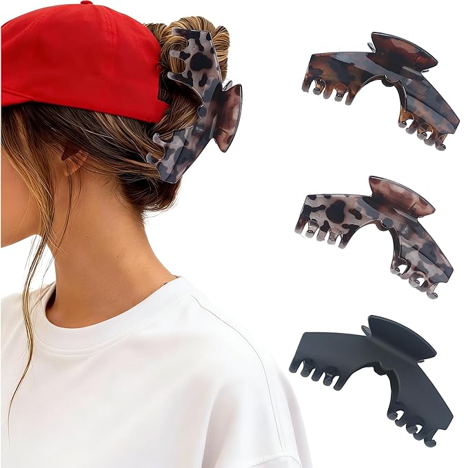 3PCS Large Hair Clips for Hat, Baseball Hair Claw Clips for Women Girls,Large Trucker Hair Claw Clip Non-Slip Strong Hold Hat Hair Clips, Fit for Long Thick Thin Hair Styling