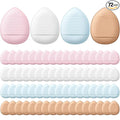 Gerrii 72 Pcs Finger Powder Puff Mini Makeup Sponge Soft Beauty Makeup Blender Puff for Foundation, Face Powder, Under Eye Setting, Concealer, Repair Cream, Cosmetic Tool (Pink, Beige, Blue, White)