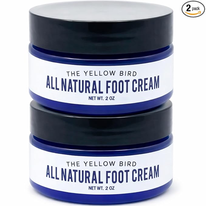 Yellow Bird Foot Cream - 2 Pack (Travel Size) Natural Dry Feet Repair Balm for Cracked Heels & Calloused Toes. Extra Moisturizing Salve with Tea Tree & Peppermint Oil