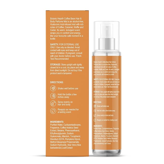 Botanic Hearth Coffee Bean Hair Perfume & Body Mist, Long-Lasting Hair Deodorizer & Body Scent for Women & Men, Alcohol-Free Clean Fragrance Hair Spray For Everyday Wear, All Day Freshness, 3.4 Fl Oz